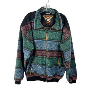 Vintage Obermeyer Men's L Tall Fleece Bomber Jacket Arrowhead Multi